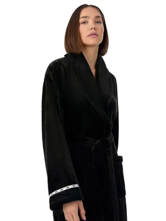 DKNY Winter Women's Velvet Robe black