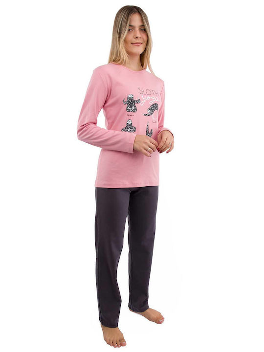 Happy Family Winter Women's Pyjama Set Cotton Rose