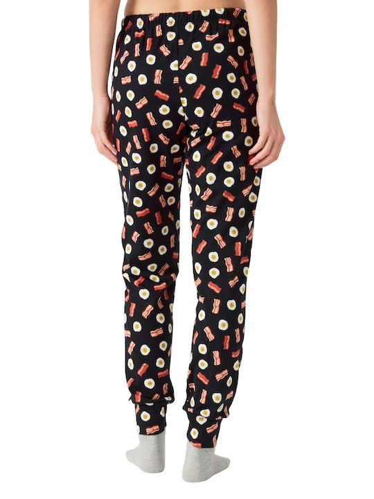 Minerva Winter Cotton Women's Pyjama Pants Black, Chili, Bacon