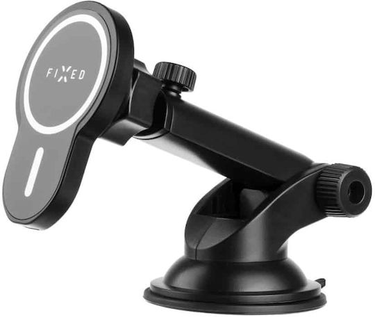 Fixed Car Mobile Mount with Adjustable Hooks and Wireless Charging MagSafe Black