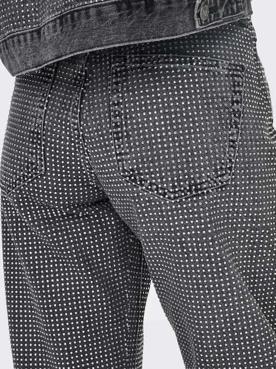 Wide High Rise Women's Jean Pants in Regular Fit Gray