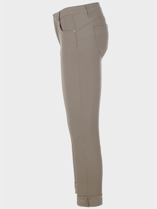 G Secret Women's Leather Trousers in Skinny Fit Sand