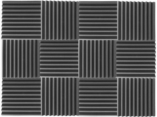 DNA Inc 12 Audio Treatment Panels (12 Pieces) Wedge Design 50cm x 50cm x 50mm Gray Color