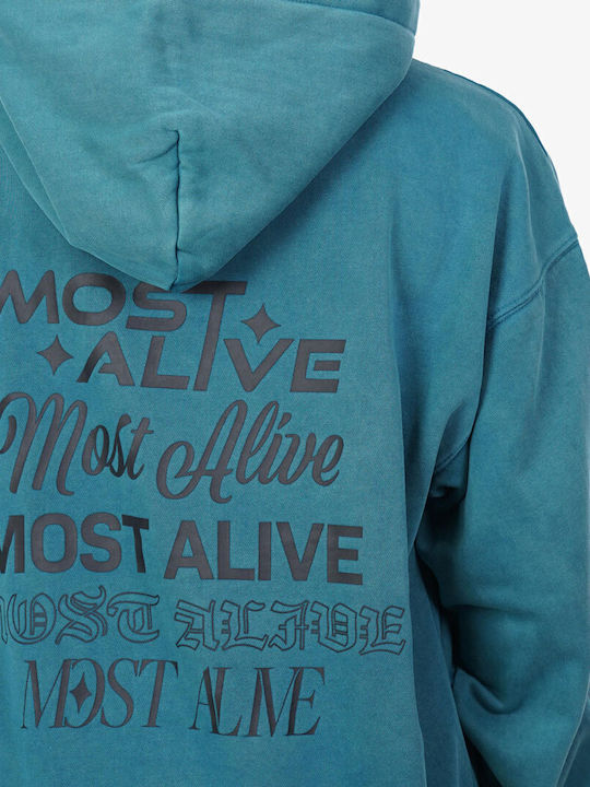 Long Women's Sweatshirt Hooded Turquoise