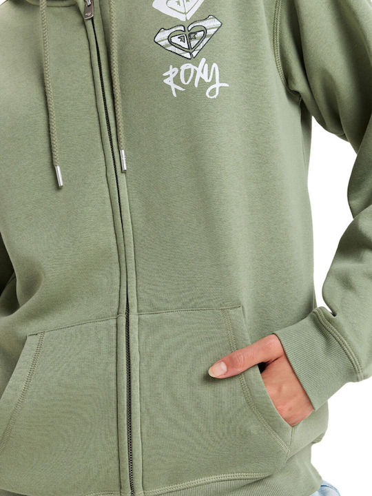 Surf Stoked Women's Sweatshirt Jacket Hooded Oil Green
