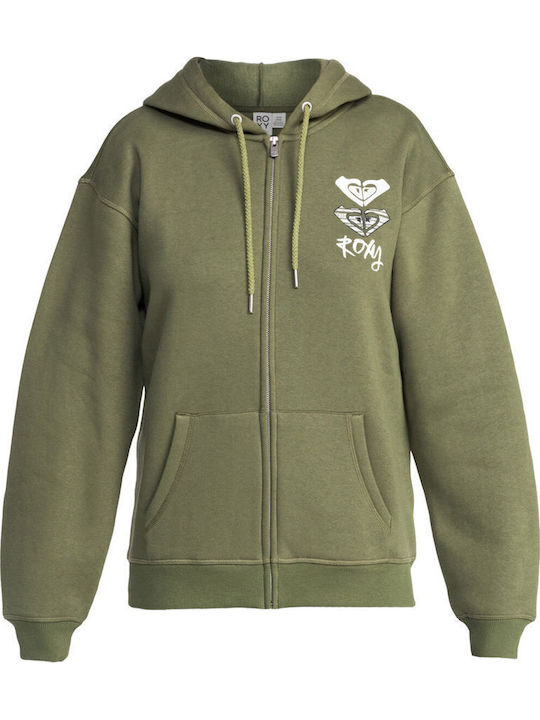 Surf Stoked Women's Sweatshirt Jacket Hooded Oil Green