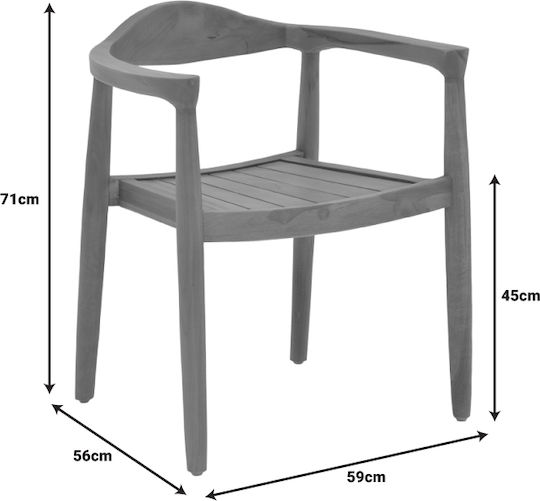 Outdoor Armchair Wooden Ganny Natural Shade 59x56x71cm