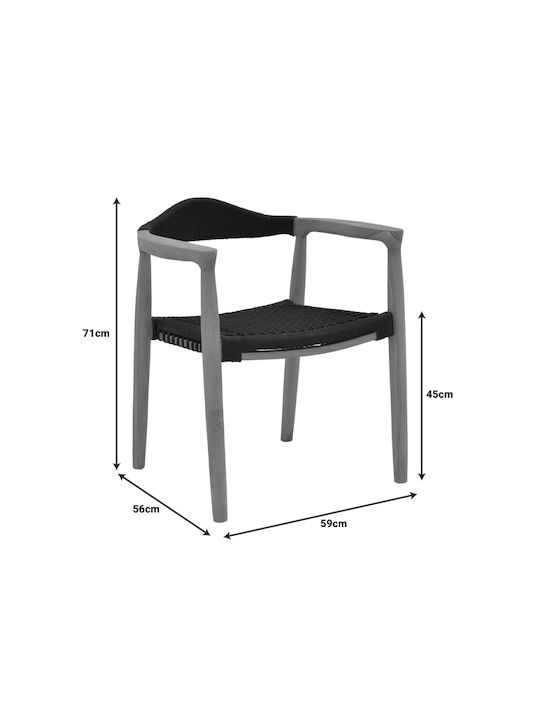 Outdoor-Sessel Hölzernes Ganny Black Shade 59x56x71εκ.