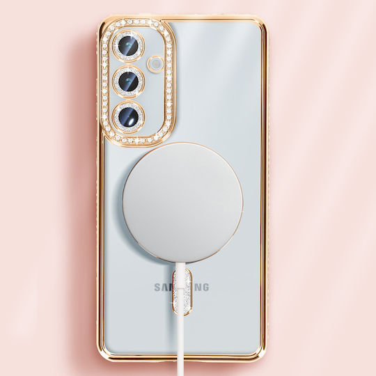 Avizar Diamond Case Samsung Galaxy A55 Magsafe Around Strass Gold