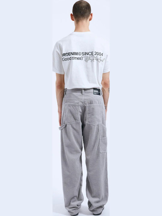 Men's Jeans Pants with Loose Straight Fit Light Gray
