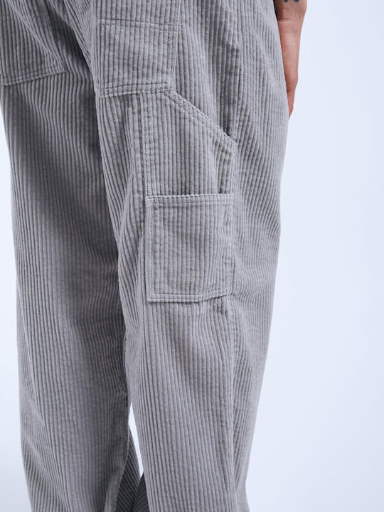 Men's Jeans Pants with Loose Straight Fit Light Gray