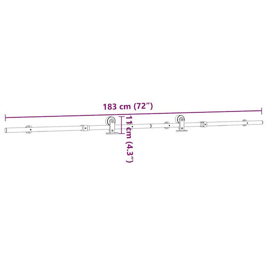 vidaXL Sliding Door Mechanism for Middle Door 183cm Silver