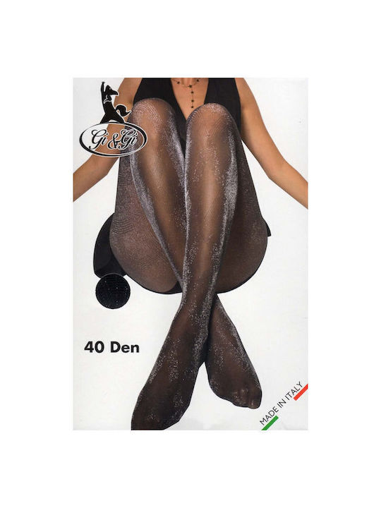 Gi And Gi Women's Pantyhose 40 Den Black Lurex