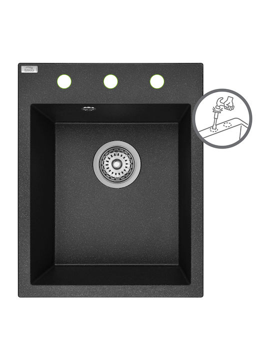 Laveo Drop-In Мивка от Синтетичен Гранит Ш39xД50см Черен