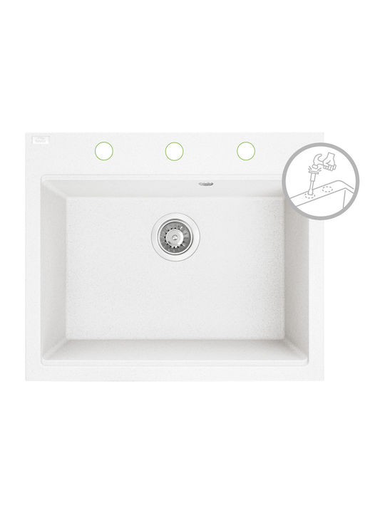 Laveo Drop-In Chiuvetă din Granit Sintetic L60xW50cm Alb
