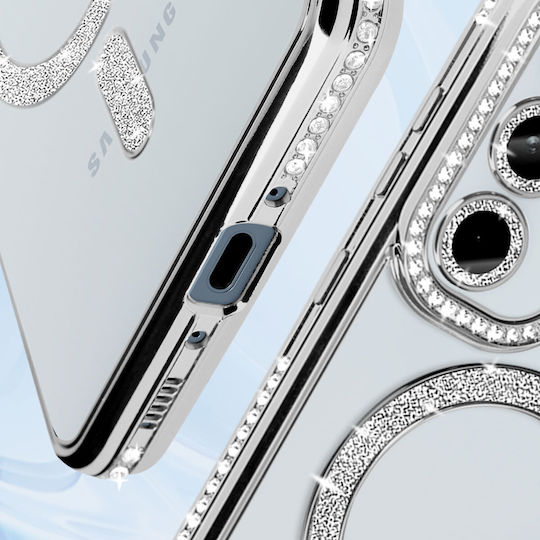 Avizar Diamond Case Samsung Galaxy A35 Magsafe Around Strass Silver