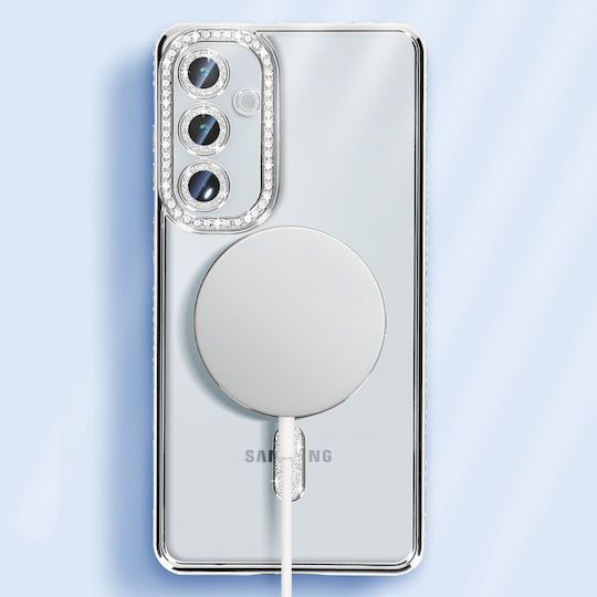 Avizar Diamond Case Samsung Galaxy A35 Magsafe Around Strass Silver