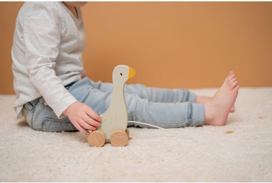 Little Dutch Дърпаща играчка Плъзгаща се играчка Little Goose от дърво за 12++ месеца