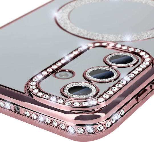 Avizar Diamond Case Samsung Galaxy A15 Magsafe Around Strass Rose Gold