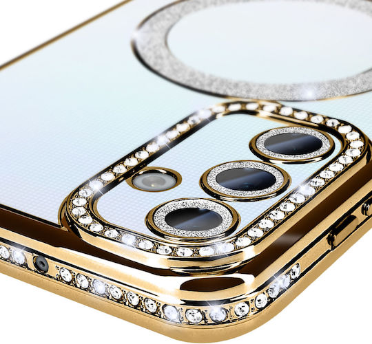 Avizar Diamond Case Samsung Galaxy A25 Magsafe Around Strass Gold