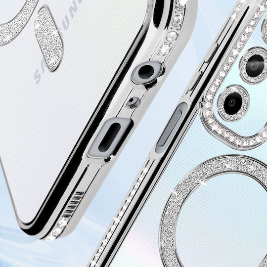 Avizar Diamond Case Samsung Galaxy A25 Magsafe Around Strass Silver