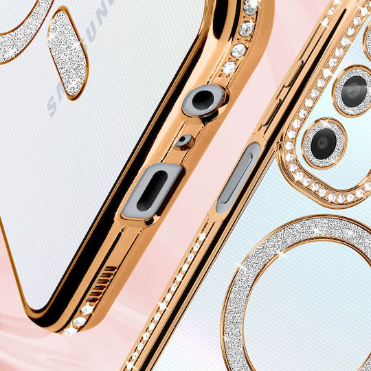 Avizar Diamond Case Samsung Galaxy A25 Magsafe Around Strass Gold