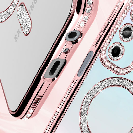 Avizar Diamond Case Samsung Galaxy A15 Magsafe Around Strass Rose Gold