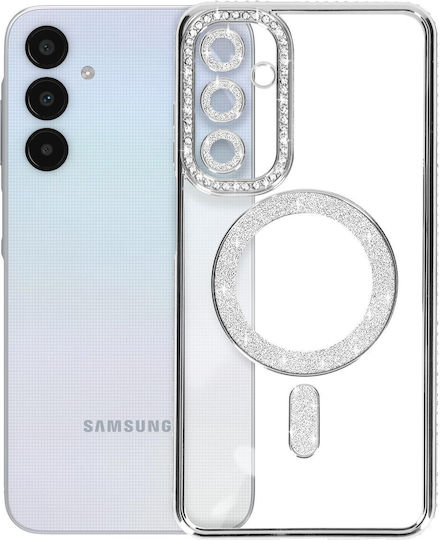 Avizar Diamond Case Samsung Galaxy A25 Magsafe Around Strass Silver