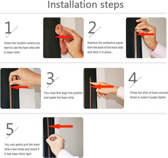 Self-Adhesive Tape Draft Stopper Door / Window in Brown Color 6mx0.9cm