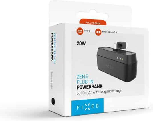 Fixed Zen 5 Power Bank 5000mAh с USB-C порт Черен
