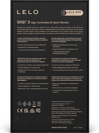 Lelo Gigi 3 G-Spot Vibrator with Remote Control 16.9cm Purple