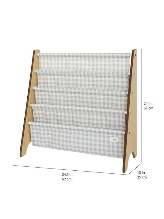 Kids Wooden Bookcase Beige 62x25.4x61cm