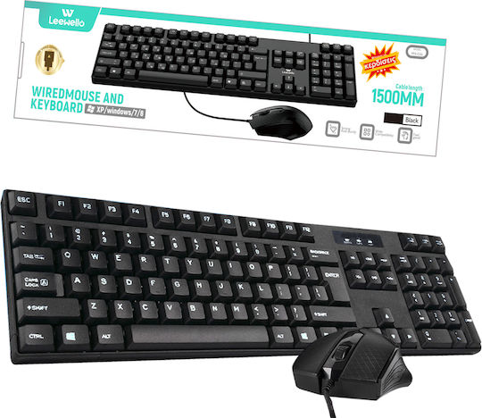 Leewello YPX-036 Set tastatură și mouse Greacă Gri