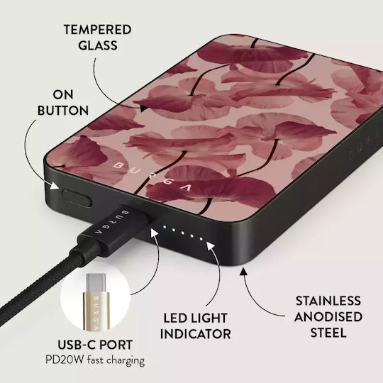 Burga MagSafe Power Bank 5000mAh 7.5W με Θύρα USB-C Gunmetal - Tender Kiss