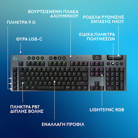 Logitech G G915 X Lightspeed Wireless Gaming Mechanical Keyboard with GL Tactile switches and RGB lighting (English US)
