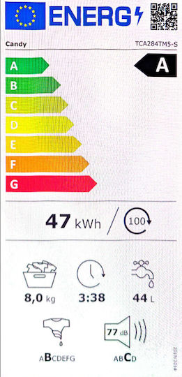 Candy Πλυντήριο Ρούχων Άνω Φόρτωσης 8kg 1200 Στροφών AI Weight Sense TCA284TM5-S