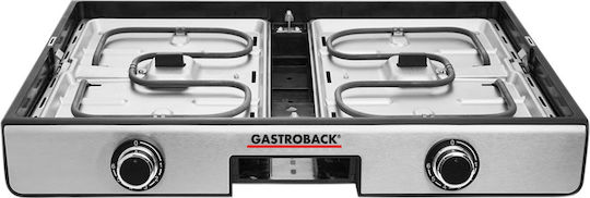 Gastroback Tabletop Grătar Electric Placă Netedă și Striată 2000W cu Termostat Reglabil 42bucx28buccm