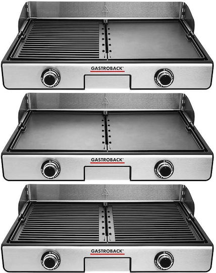 Gastroback Tabletop Grătar Electric Placă Netedă și Striată 2000W cu Termostat Reglabil 42bucx28buccm