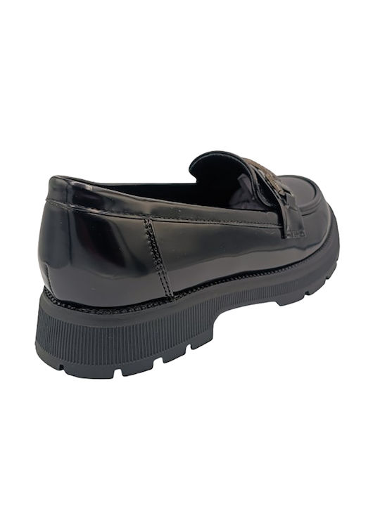 Crecendo Girls PU Leather Moccasins Black