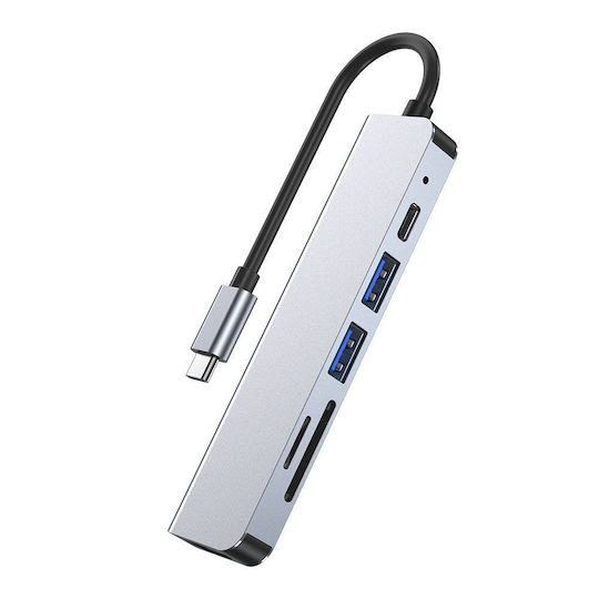 Tech-Protect V4 6in1 USB-C Docking Station με HDMI 4K PD Ethernet Γκρι