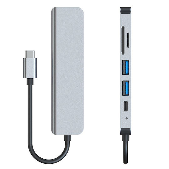 Tech-Protect V4 6in1 USB-C Docking Station με HDMI 4K PD Ethernet Γκρι
