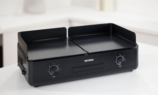 Severin Suave Tabletop Electric Grill Smooth Plate 2200W with Adjustable Thermostat 50cmx30cmcm