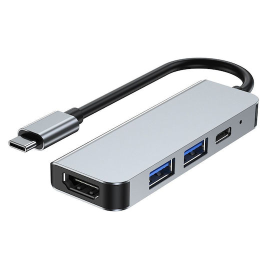 Tech-Protect V2 4in1 USB-C Docking Station με HDMI 4K PD Ethernet Γκρι