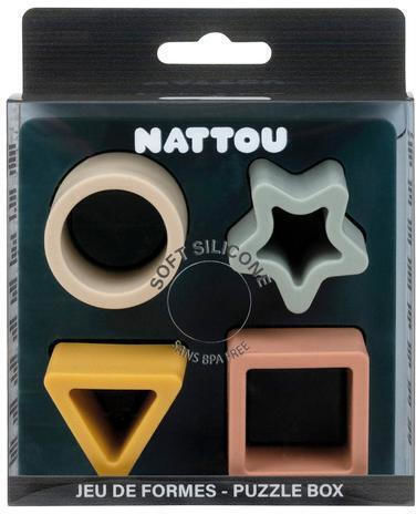 Nattou Shape Sorting Toy made of Silicone for 0++ Months