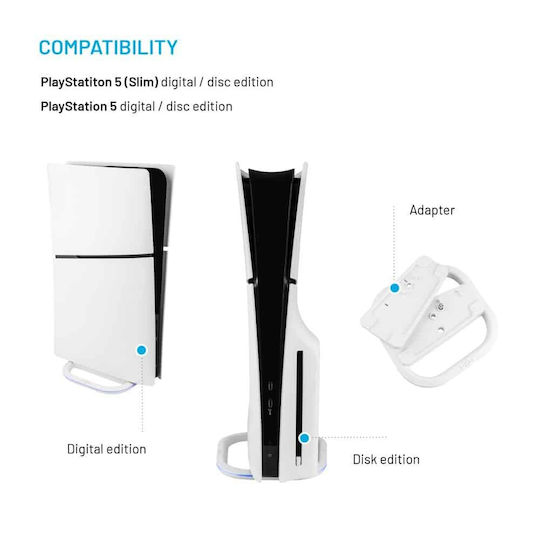 Fester Ständer Fixps5-st-wh PS5 PS5 Slim LED Rutschfeste Pads USB-C Weiß