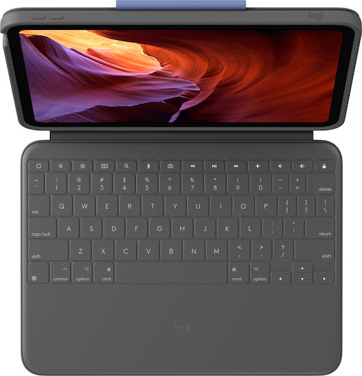 Logitech Rugged Folio Flip Cover Ανθεκτική με Πληκτρολόγιο στα Γερμανικά Γκρι (iPad 10. Generation)