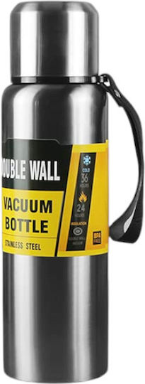 Tragbare Flasche-Thermos Flasche Thermosflasche Rostfreier Stahl / Kunststoff 1lt Silver