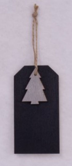 Hängendes Ornament Etikett Hölzern Schwarz