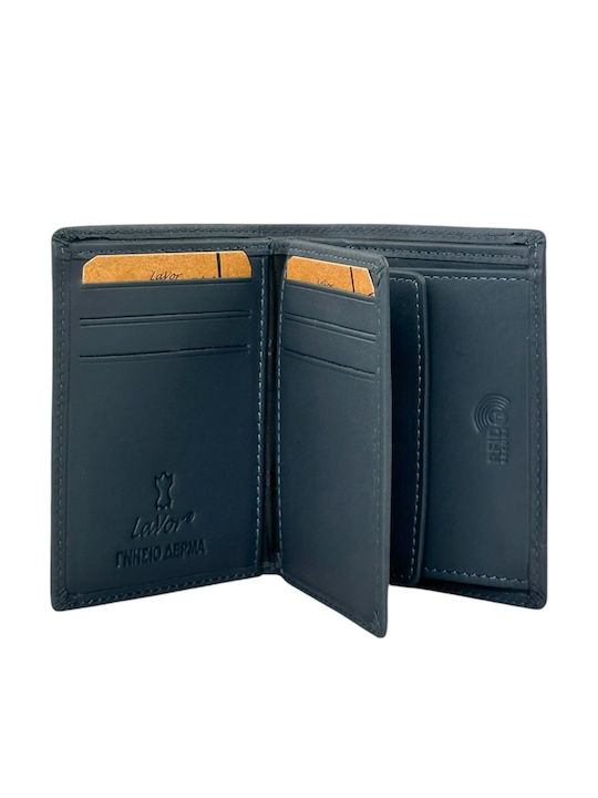 Leather Men's Wallet Classic with RFID Blue