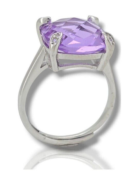 Mentzos Ring with Zircon made of Silver